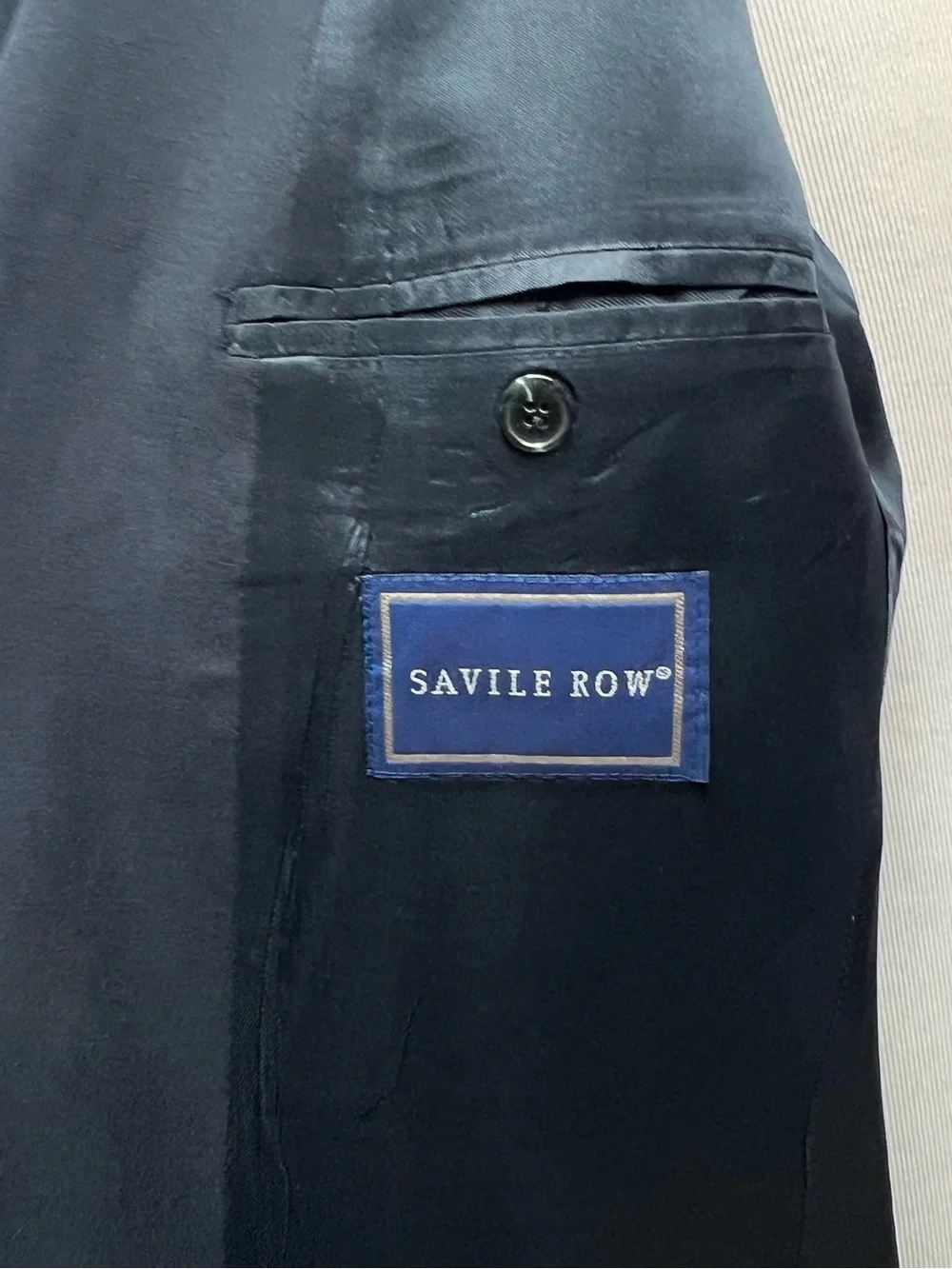 Savile Row Men's 43L Navy Blue Wool Gold Button Blazer Jacket Sport Coat